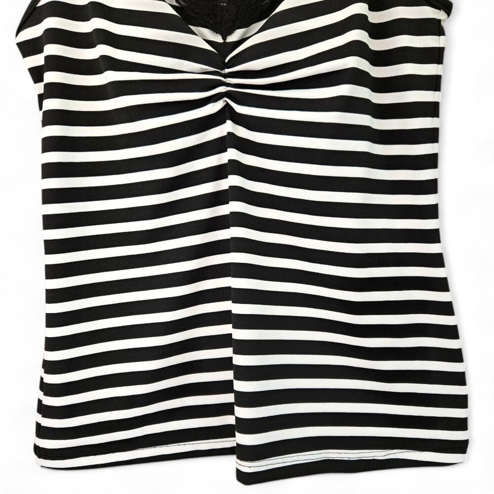 White House Black Market Womens Striped Lace-Trim Camisole Black & White Size M - Picture 5 of 7